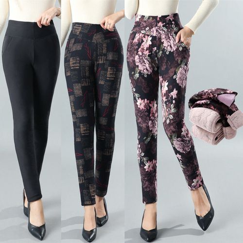 中老年人保暖裤40到50岁妈妈冬季外穿加绒加厚高腰防寒驼绒棉裤子