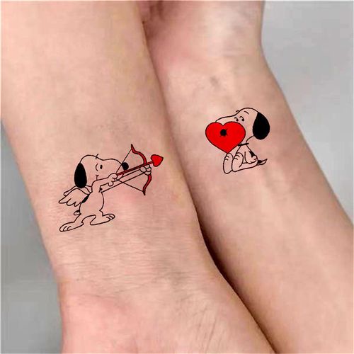 ins网红卡通可爱史努比情侣手腕脚踝小纹身图案仿真刺青纹身贴纸