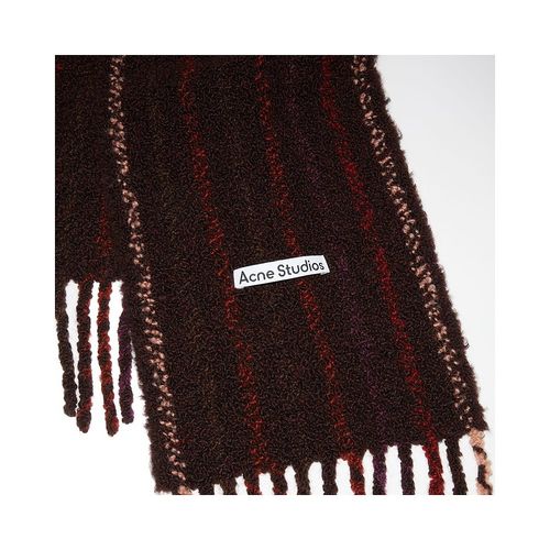欧洲直邮acne studios 21秋冬新款 女士酒红色色羊毛混纺毛圈流苏
