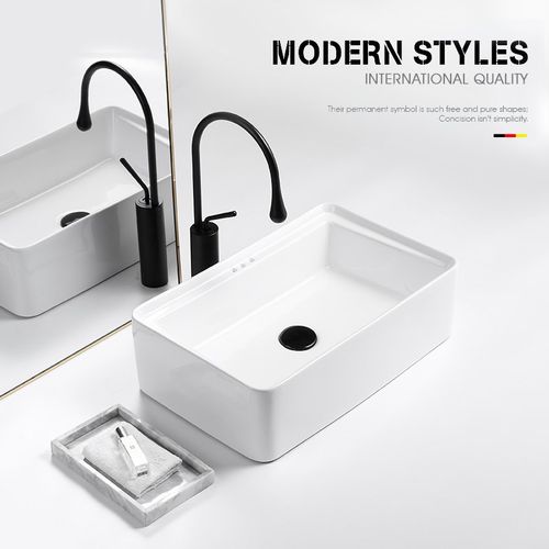 适配九牧卫浴新品台上盆长方形洗脸盆家用洗漱阳台盆陶瓷