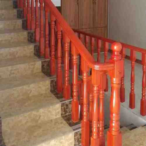 新头隔断木头扶手楼梯黑色实心榉木f配件木楼梯极简家用简易定做