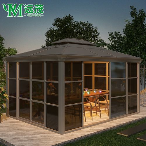 远茂新中式凉亭铝合金户外庭院遮阳棚别墅花园露天室外阳光房雨棚