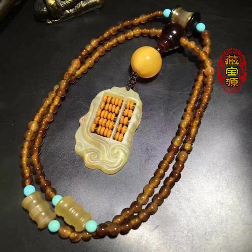 招财项链女文玩饰品天然山龟壳108手串手链中国风羊角算盘特色