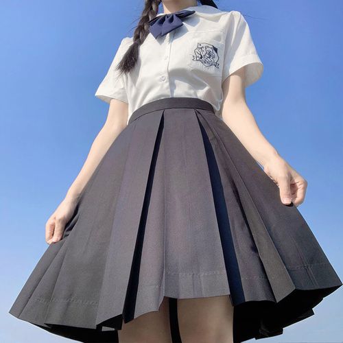 私语jk原创 日系基础款箱褶 正统校供拉链纯色十箱褶学院风半身裙