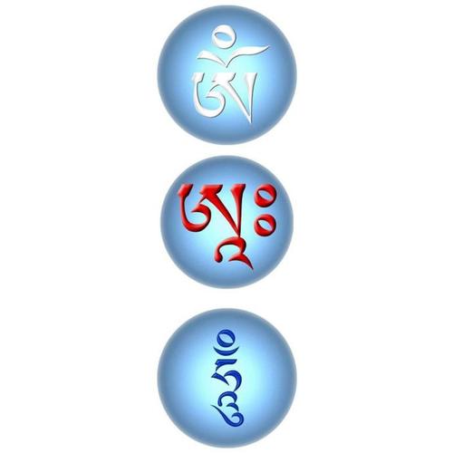 嗡阿吽藏文梵语种子字嗡啊吽图相片塑封结缘纯手工制作佛菩萨画像