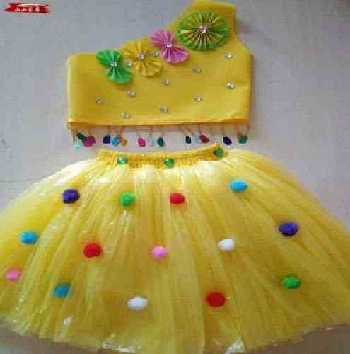 彩色垃圾袋手工衣服垃圾袋做的裙子彩色塑料袋制作衣服手工方便代