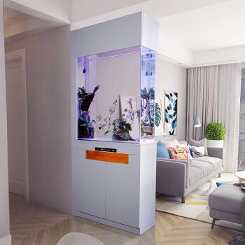 懒人生态免换水底滤隔断柜玄关柜鞋柜一体风水招财创意玻璃鱼缸水族箱