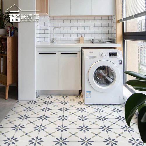 北欧小花砖厨房卫生间瓷砖玄关阳台地砖厕所浴室背景墙砖绿色花片