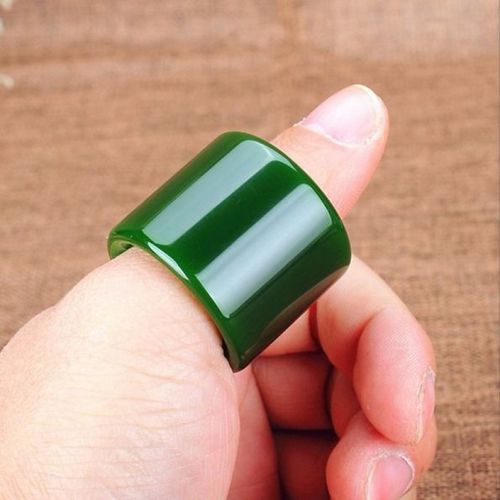 【精选好礼】翡翠扳指铁龙生干青满绿戒指指环男女款玉石指环指玉石