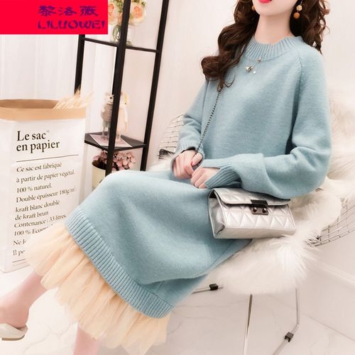 衣服小个子裙子潮牌 蓝色 均码今年流行的网红赫本风款式/温柔风复古