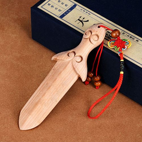 卓弘泰山桃木剑小挂件摆件婴儿童大小号手工原木桃木剑