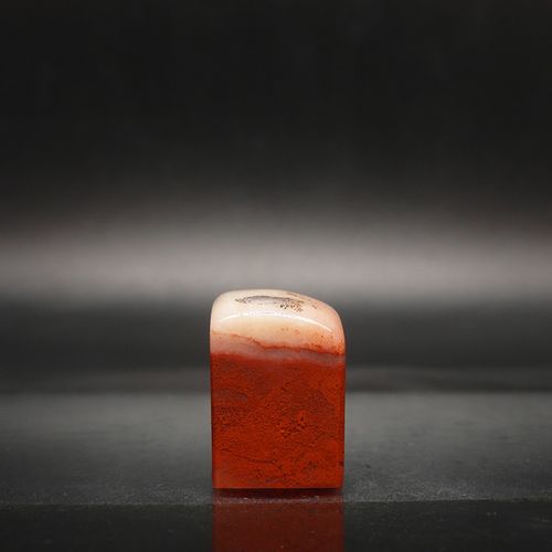 巴林石印章石料篆刻印章红花俏色彩冻石16*16*24mm