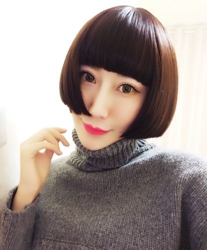 帅气假发女生假头发短直发小bobo头棕色黑色妹妹头小波波头假发套