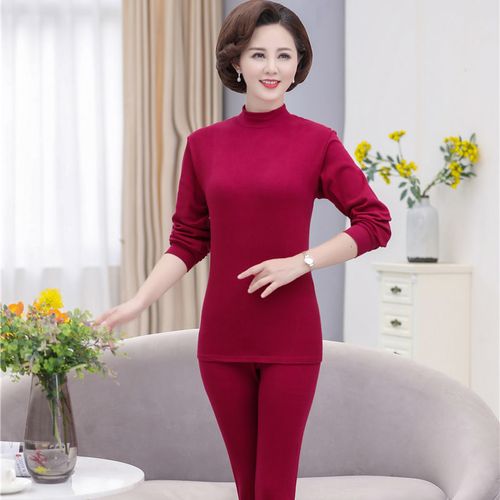 一美中老年秋衣秋裤套装女纯棉老年人棉毛衫全棉老年妈妈老人保暖内衣