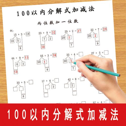 100以内【分解式借十法凑十法】进位不进位退位不退位加法减法小学生