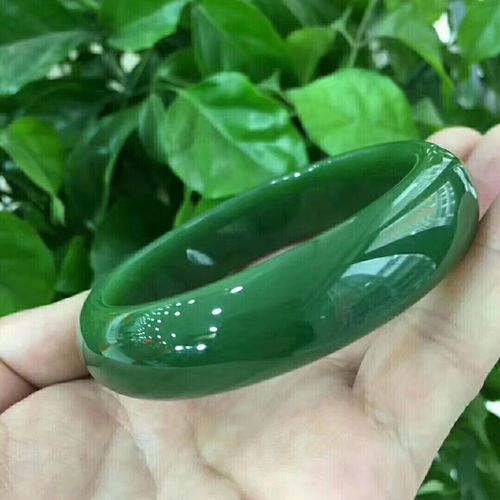 锦玉涵珠宝新疆和田玉手镯碧玉镯子手镯女款菠菜绿老坑料手镯