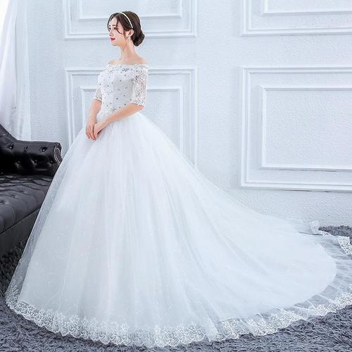 婚纱2019新款新娘女小个子超仙奢华赫本星空简约显瘦网红抖音拖尾