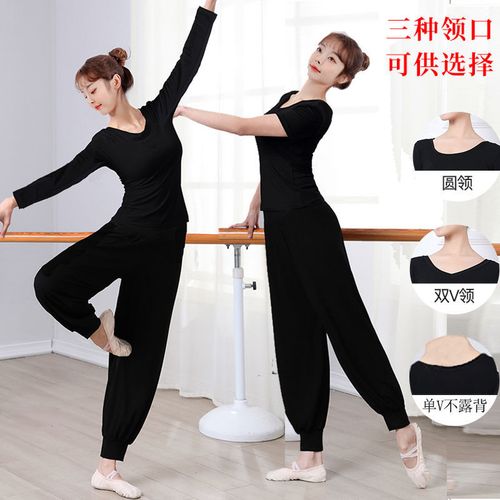 v领舞蹈练功服专业女套装学生艺考灯笼裤舞蹈裤现代中国舞服上衣