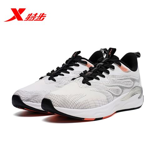 特步女跑鞋25代风火鞋2022春秋季新款皮面休闲鞋减震运动跑步鞋女