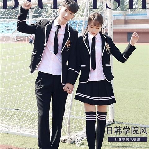 英伦风学院风校服套装韩国中学jk制服女子中学生高中班服夏季套装