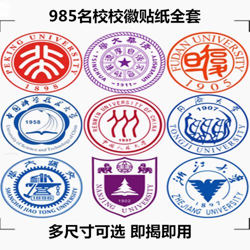 大学名校校徽贴纸名牌985 211高校logo高中教室宿舍装饰墙贴ins风