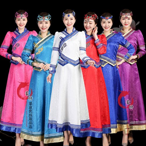 2019新款女士精品蒙古袍长款两件套时尚演出表演礼仪主持蒙古袍