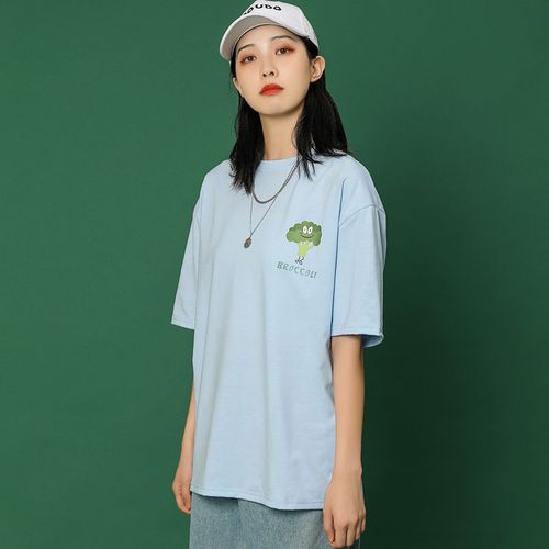 短袖女学生韩版宽松2021新款春夏季bf风芝麻街t恤女半袖上衣ins潮
