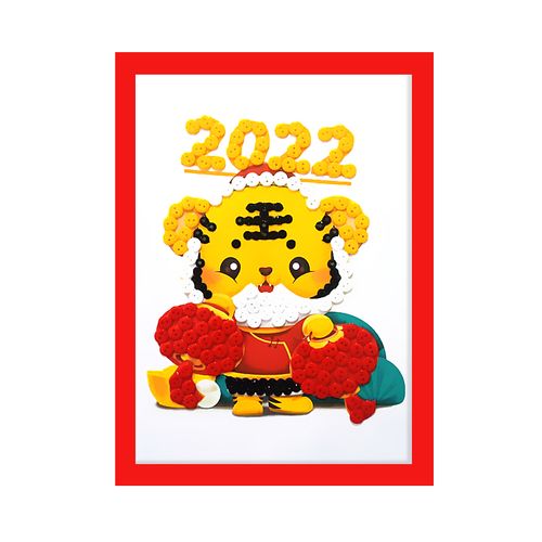 喜迎元旦新年虎年主题儿童diy手工制作幼儿园学生纽扣粘贴扣子画