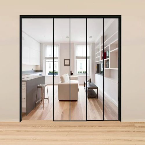 定制极窄三联动门吊滑门厨房推拉门卫生间玻璃门隔断移门阳台滑门