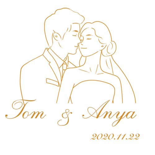 手绘婚礼婚庆喜帖糖盒漫画头像人像简笔画类定制只换文字拼音