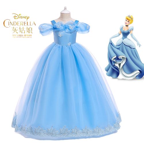 新款女童迪士尼电影版灰姑娘公主裙万圣节礼服cinderella cos服