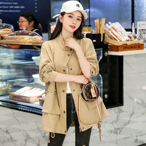 秋季新款女装工装外套女社会ins上衣韩版宽松百搭休闲风衣中长款