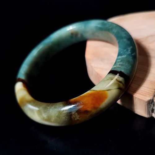 天然岫玉花玉手镯玉石王地图蓝辽阳红花盘透岫岩玉镯古风秀玉甲翠