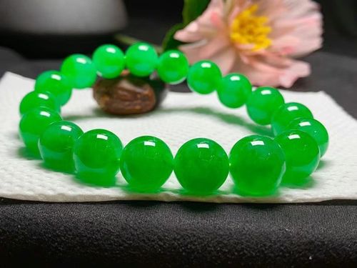蔻奢蒂缅甸老坑天然a货翡翠手链手串冰种阳绿满色圆珠子手镯项链男女