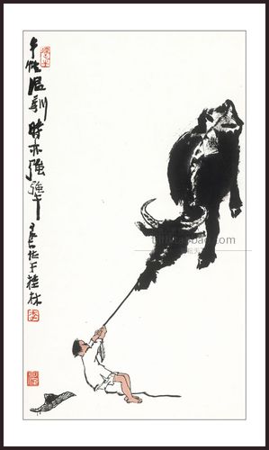 李可染强牛图牧童办公室字画餐厅画玄关画卧室装饰画客厅画