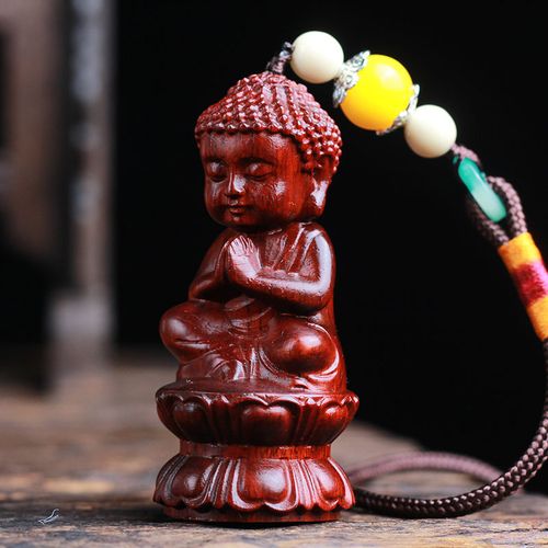 木质工艺品佛像紫檀木小挂件diy木雕工艺品车挂配饰木制吊坠佛祖