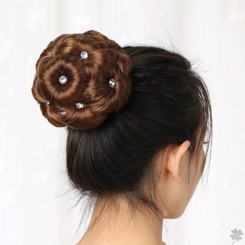 头饰造型仿真发花苞头假发女盘发发包抓夹丸子头头花新娘旗袍发型