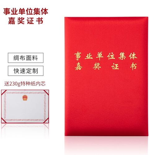 九千年 事业单位工作人员嘉奖证书高档绸面外壳8k封面烫金绸布 定制记