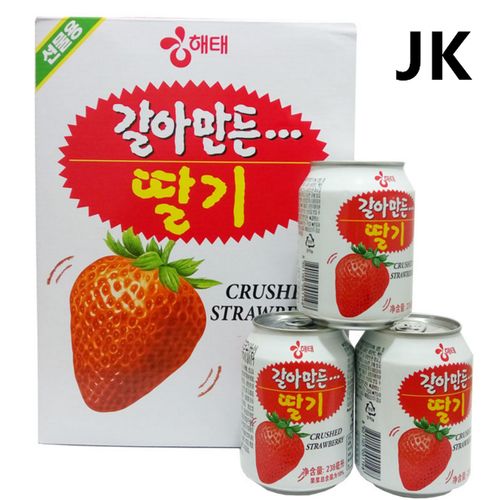韩国进口海太草莓果汁饮料 果肉果粒238mlx12罐整箱