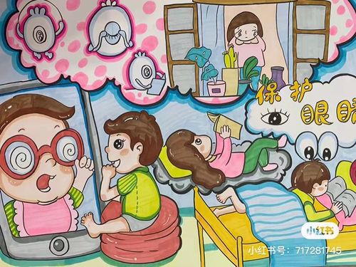 保护眼睛预防近视手抄报模板电子版中小学生素材绘画儿童画主题画