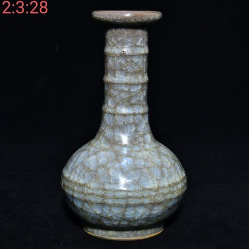 古董古玩收藏真品包老保真老瓷器宋瓷摆件官窑系冰裂纹釉炫纹瓶