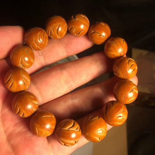 桃核手串 龙纹桃核光珠正圆辟邪文玩佛珠男女手串链念珠配饰批发