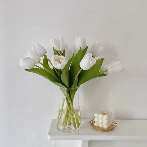白色郁金香仿真花假花摆设客厅电视柜摆件装饰花束餐桌插花ins风