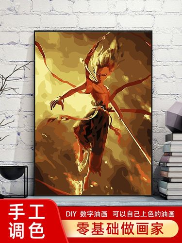 数字油画 哪吒 手绘手工填充填色动漫卡通减压画画diy