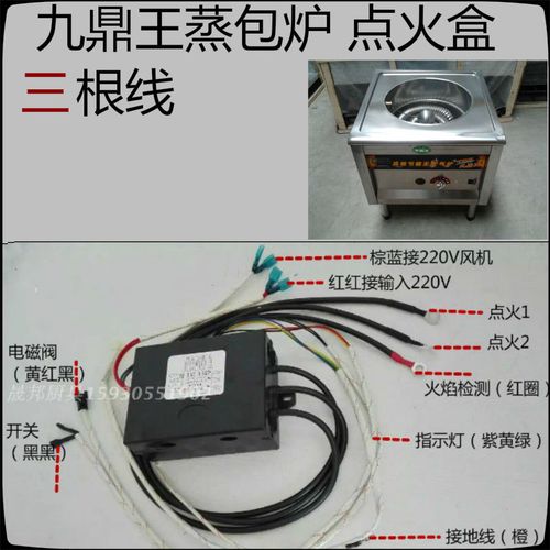 九鼎王蒸包炉煮面炉点火器.点火盒.脉冲点火器.高压包.配件3根线