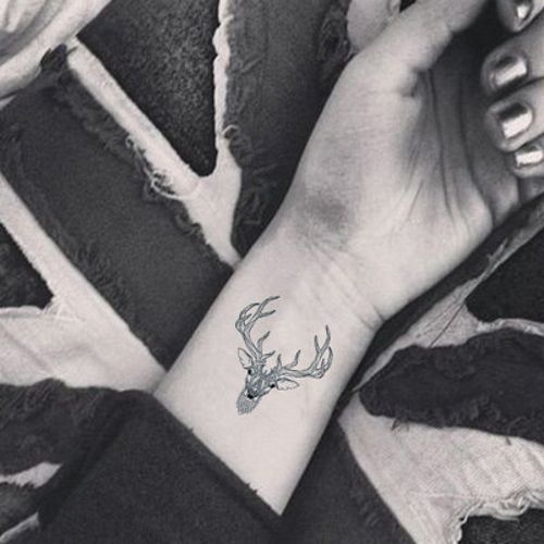 顶悍 20张欧美小清新麋鹿防水男女 鹿角纹身 鹿头纹身