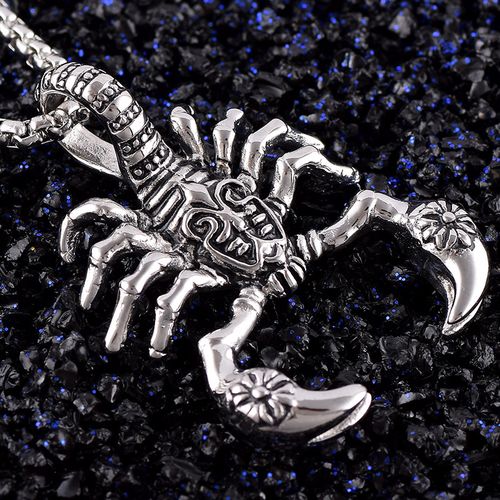 佩川 钛钢男士吊坠项链 时尚潮人镶钻项链男款蝎子潮流龙爪个性骷髅头