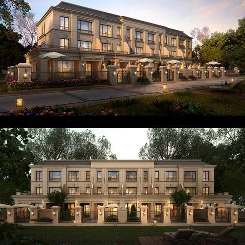 大都会新古典联排别墅建筑规划大门入口围墙院墙草图大师su模型