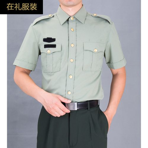 在礼 陆军短袖衬衫男士夏常浅绿色制服衬衣松枝绿夏橄榄绿外 lu 干