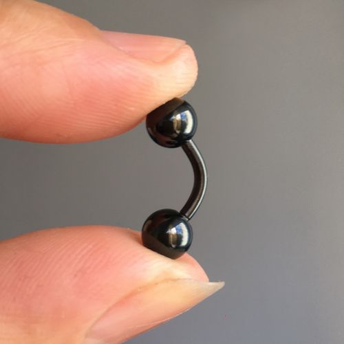 穿刺饰品黑色男性专用系带钉男士乳钉弯杆pa环不掉色防过敏粗1.